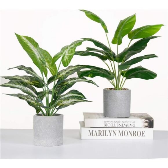 Fake Potted Plants 2 Pack Artificial Greenery Indoor Home Office Desk Decor - Picture 6 of 7